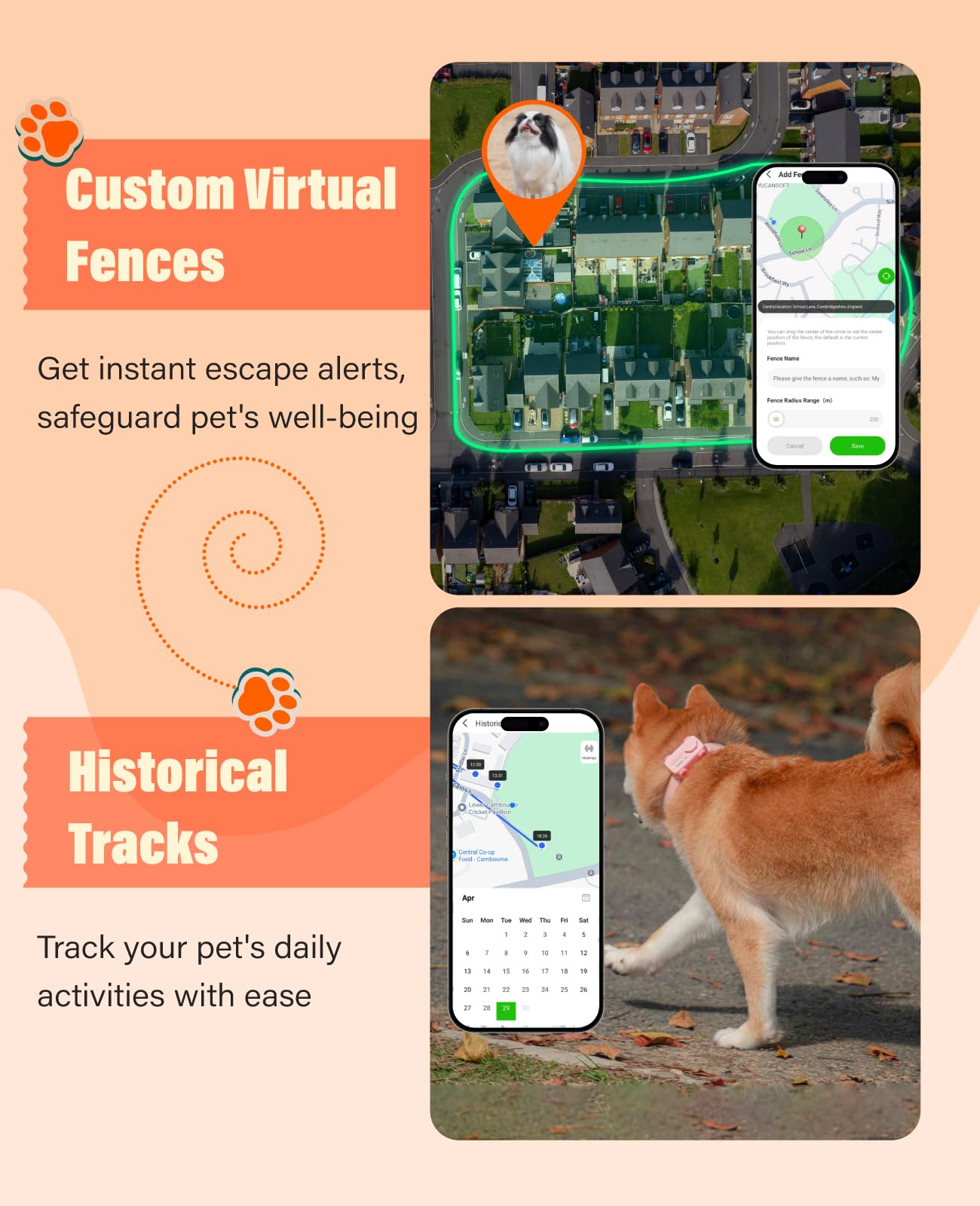 GlocalMe PetPhone AI GPS Pet Tracker with Two-Way Call Real-Time Tracking Waterproof Smart Collar Device