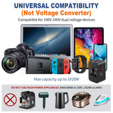 Universal Travel Adapter with USB-C PD 3.0 – GaN Fast Charger, Worldwide All-in-One Plug (US/EU/UK/AU, Black)