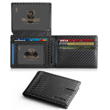 Slim RFID Blocking Leather Wallet for Men with 15 Card Slots & Dual ID Window – Minimalist Bifold Pocket Wallet Carbon Black