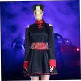 Chinese Zombie Costume for Women – Classic Dynasty-Inspired Halloween Cosplay Set (Robe, Hat, Belt & Rune Strip)