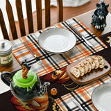 Halloween Placemats Set of 4 – Orange & Black 100% Polyester Table Mats by Artoid Mode (18x12”)