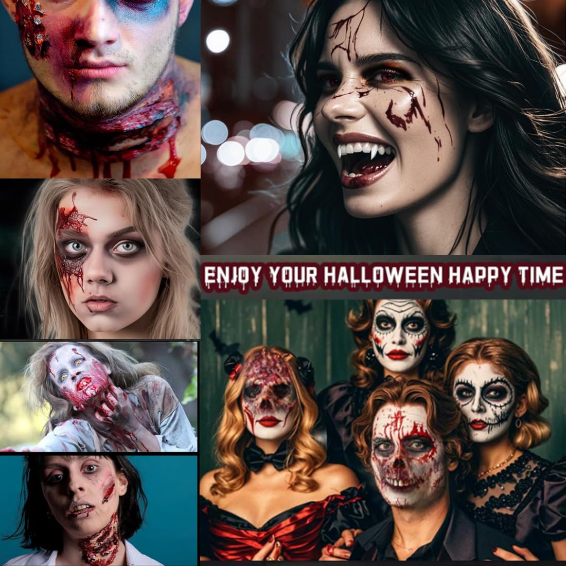 Halloween SFX Makeup Kit – Complete Special Effects Set with Fake Blood, Scar Wax, Bruise Palette & Vampire Teeth