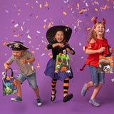 24-Pack Halloween Non-Woven Tote Bags – 6 Classic Designs (Pumpkin, Black Cat, Ghost) Reusable Trick-or-Treat Gift Bags