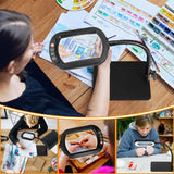 Veemagni 10X Rectangular Magnifying Lamp with LED Light & Flexible Gooseneck Stand, 5 Color Modes Stepless Dimmable Desk Magnifier for Crafts Reading Repair – Black