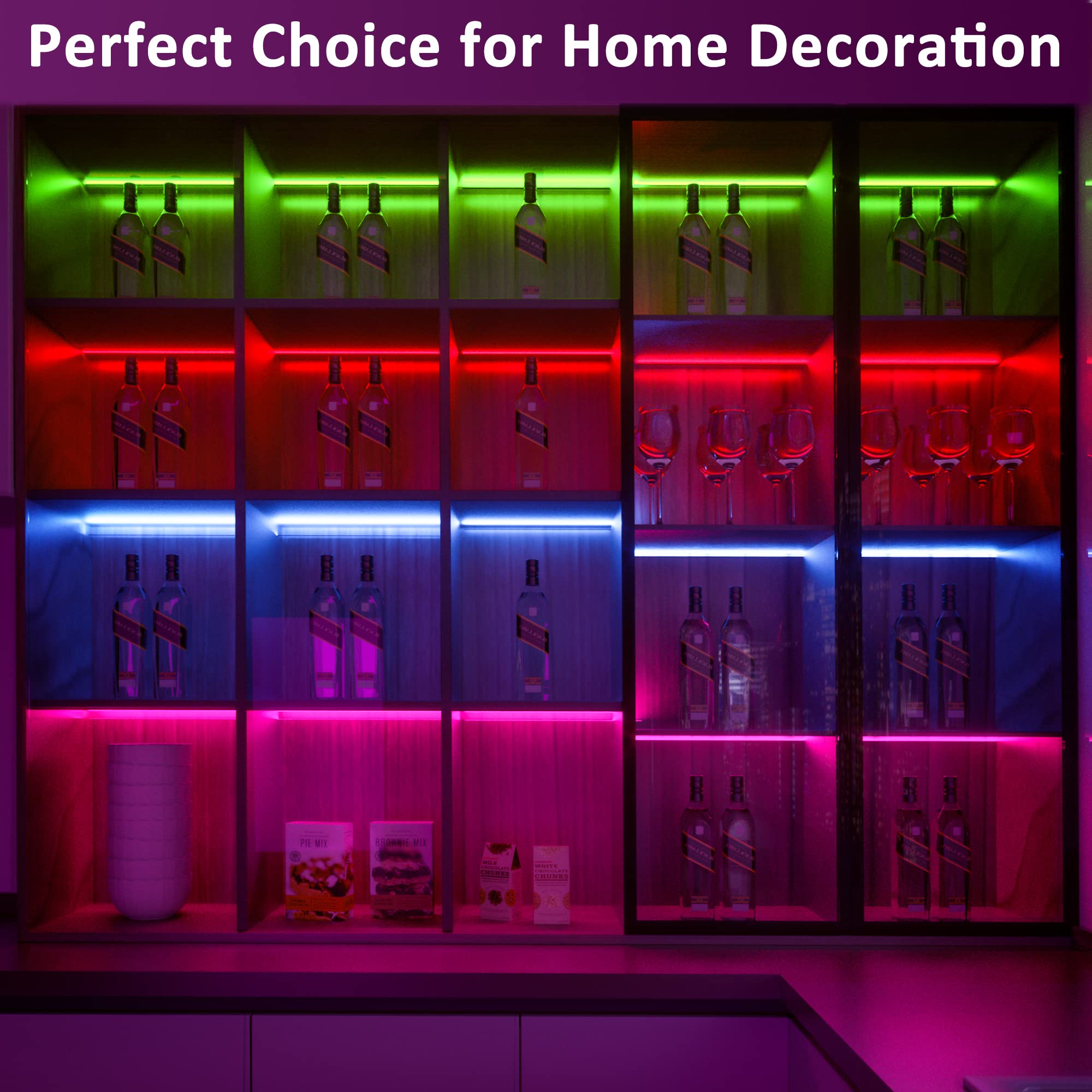 Smart RGB Under Cabinet LED Lights with App Control, 40-Key Remote & Music Sync – 16 Million Colors