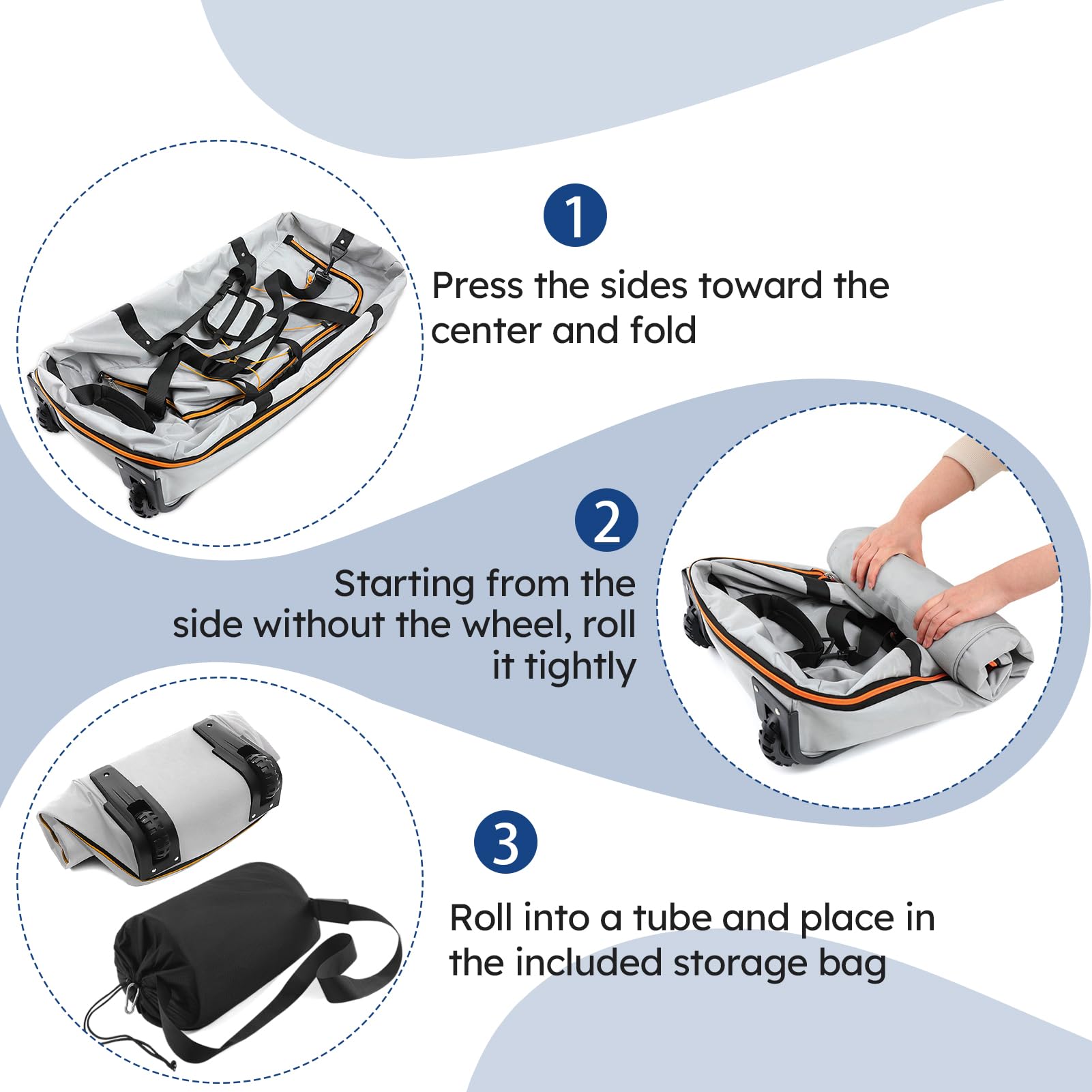 Vrtisa Expandable Rolling Duffle Bag 110L–140L, Foldable Soft-Sided Travel Luggage with Wheels & Shoulder Strap (Grey)