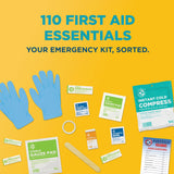 Be Smart Get Prepared First Aid Kit – 110 Pieces, FDA Approved Compact Emergency Kit (Dark Blue)