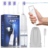 2-in-1 Electric Toothbrush Water Flosser – Portable Cordless Oral Irrigator with 3 Cleaning Modes & Travel Water Tank (White)