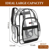 MGgear 17 Inch Clear PVC Backpack with 5 Zipper Compartments – School & Event Bag