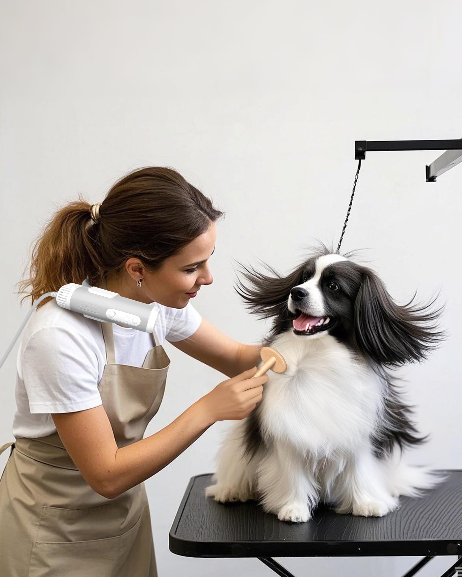 Hands-Free Pet Hair Dryer with Neck Strap, High-Speed Airflow, Negative Ion Technology, and Adjustable Heat and Speed Settings for Dogs and Cats