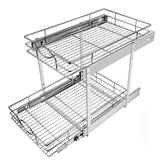 Chrome 2-Tier Pull-Out Cabinet Organizer – Individual Slide-Out Drawers for Wide Base Cabinets