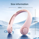 JISULIFE Bladeless Neck Fan – Hands-Free Wearable Personal Fan with 5 Speeds & Long Battery (Pink)