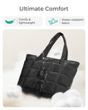 BAGSMART Expandable Puffy Tote Bag for Women – Quilted Work & Travel Carry-On Handbag (Black, Large)