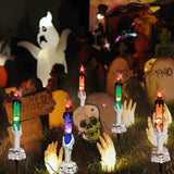 Halloween Skull Candle Light Stakes – 5-Piece LED Yard Decoration Set in Orange, Purple & Green with Timer Function