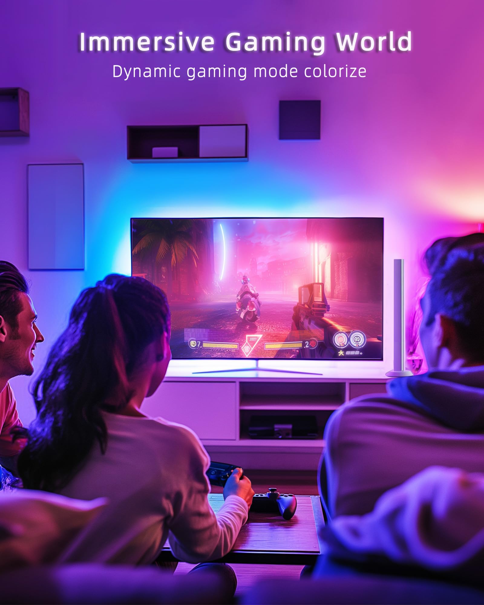 Smart RGB IC Light Bars with Alexa – 16M Colors TV Backlight & Gaming Setup Lights