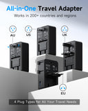 Ultra-Thin Universal Travel Adapter PD 25W – 4-Port Worldwide Power Adapter with USB-C & USB-A (Black)