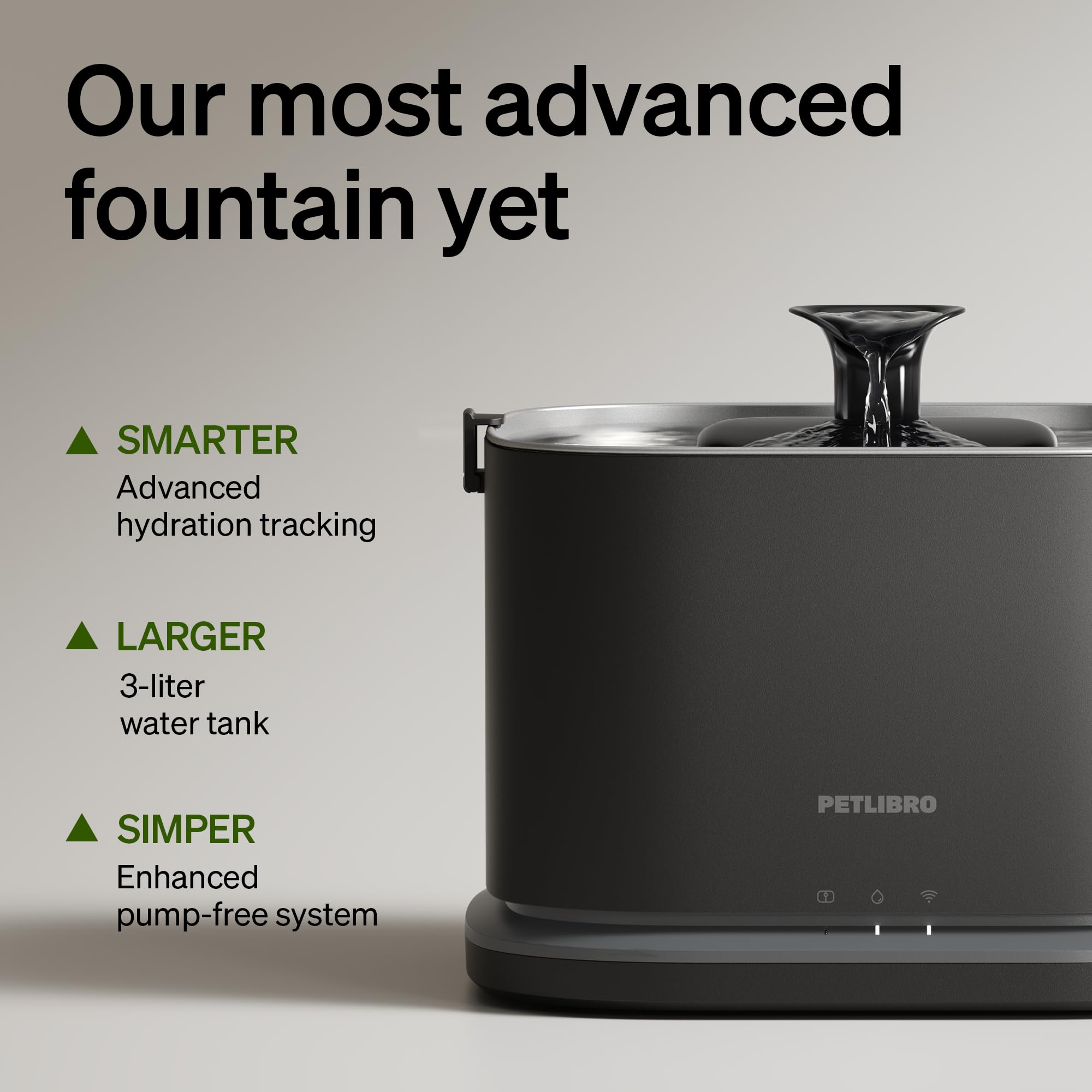 PETLIBRO Dockstream 2 Stainless Steel Smart Cat Water Fountain 3L – WiFi Hydration Tracking (Black)