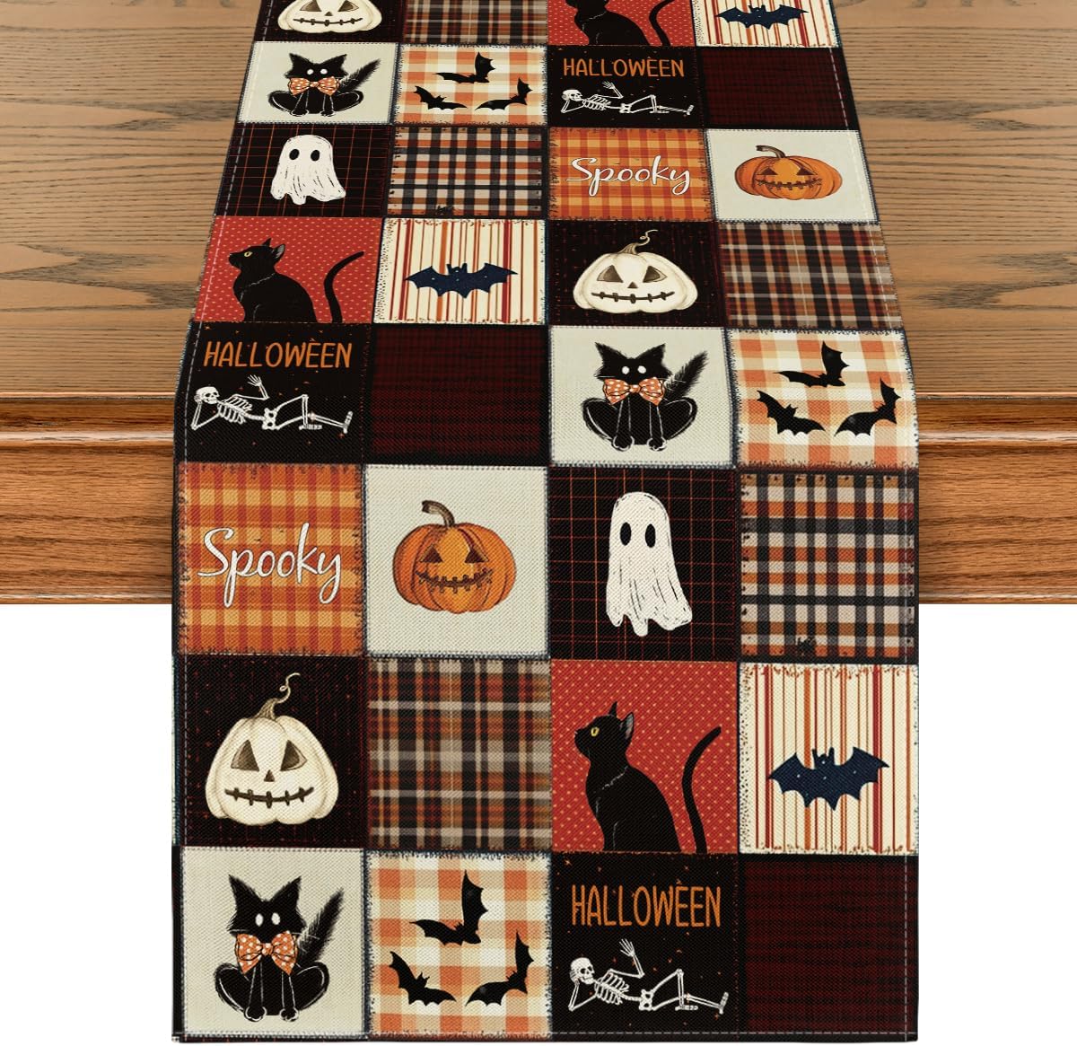 Halloween Table Runner – 13x72 Inch Black Polyester Decorative Runner for Dining Room & Holiday Party Table Décor
