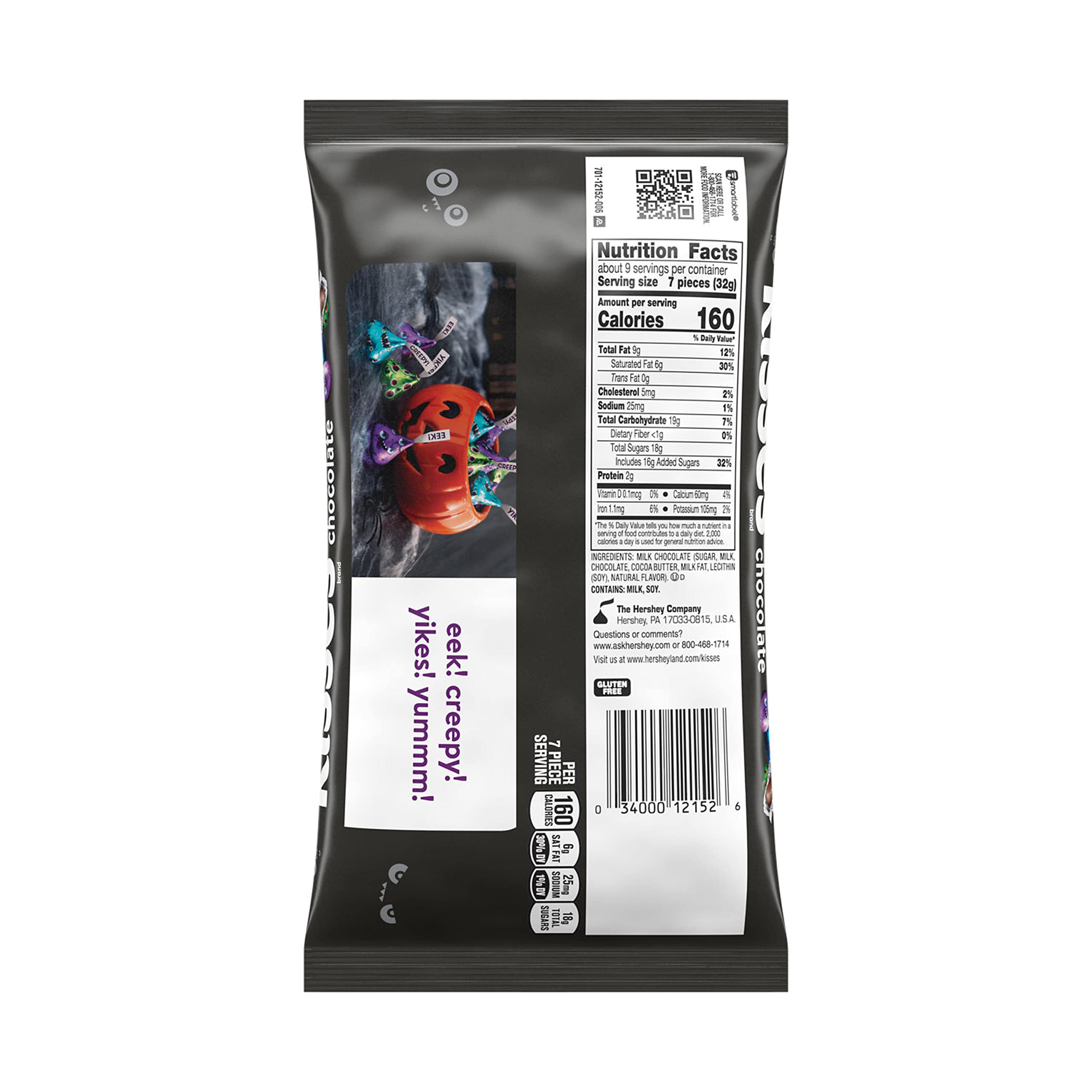 HERSHEY’S KISSES Monster Milk Chocolate Candy – 10 oz Bag, Halloween Edition (Green, Purple & Blue Foils)