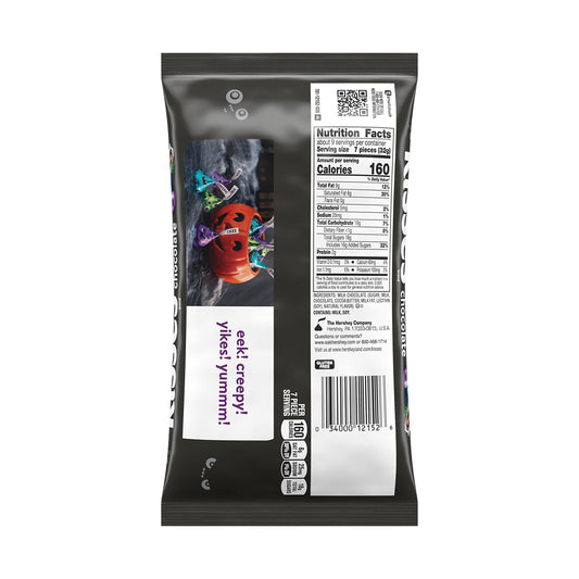 HERSHEY’S KISSES Monster Milk Chocolate Candy – 10 oz Bag, Halloween Edition (Green, Purple & Blue Foils)