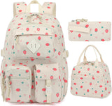 Pink Leopard Corduroy 3-Piece School Backpack Set
