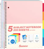 All-in-One Study Notebook with 5 Pocket Dividers, 400 College Ruled Pages and Binder-Ready Sheets