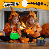 3-Tier Halloween Witch Cauldron Candy Server – Black Iron Stand with 3 Plastic Cauldron Bowls