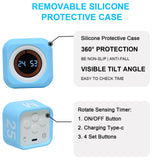 Rotating Visual Pomodoro Timer Cube with LED Ring, Memory Preset & Detachable Silicone Cover, Rechargeable Flip Countdown for Study, Work & Kitchen – Black