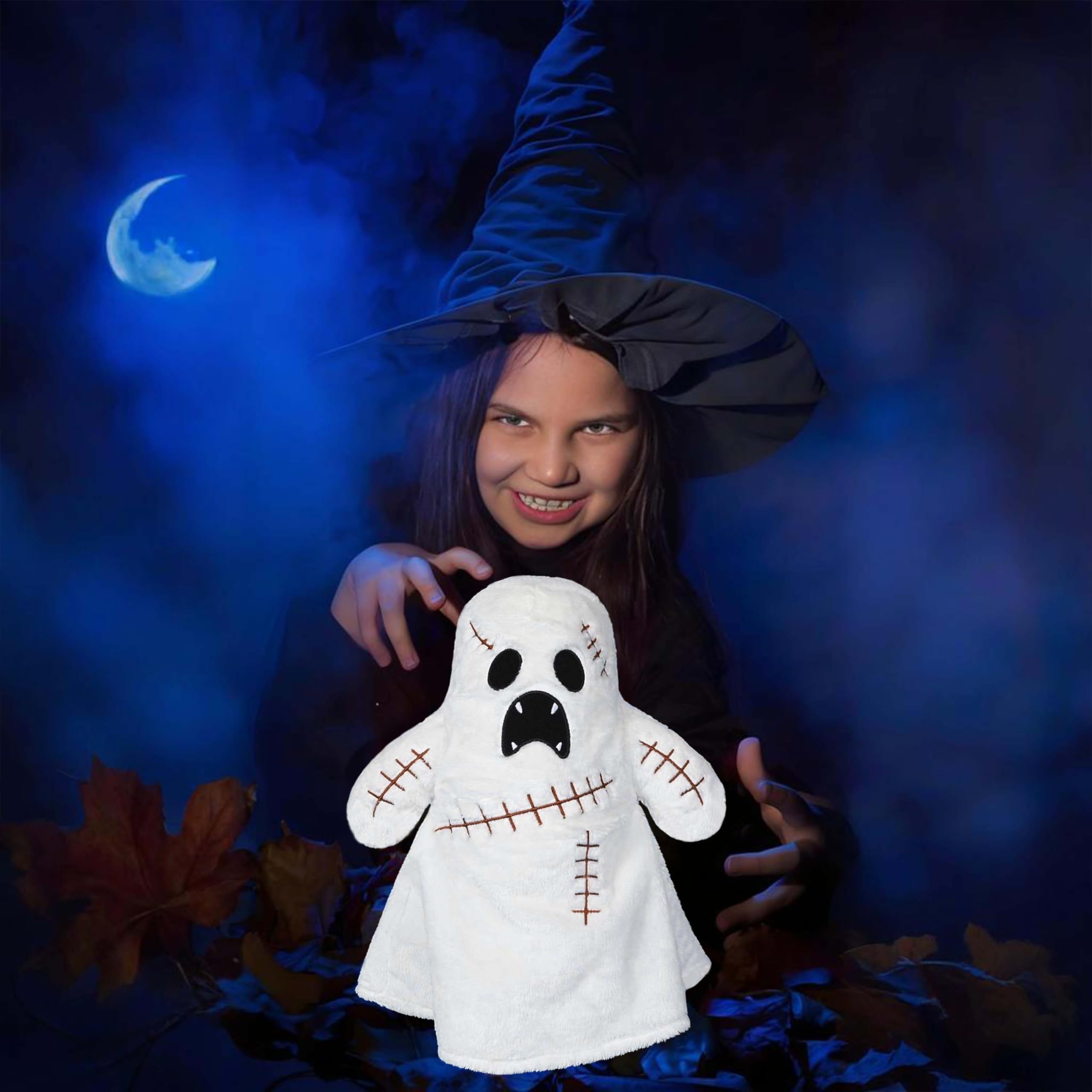 White Ghost Plush – 9.8" Soft Halloween Stuffed Toy Decoration – Hand-Stitched Embroidered Face & Ultra-Soft Fabric