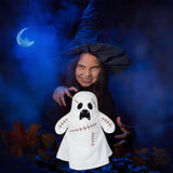 White Ghost Plush – 9.8" Soft Halloween Stuffed Toy Decoration – Hand-Stitched Embroidered Face & Ultra-Soft Fabric