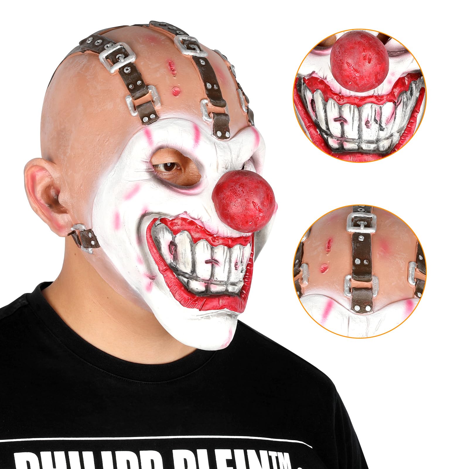 Cyclopia Killer Clown Mask – Horror Latex Sweet Tooth Mask with Black Nose & Sharp Teeth for Halloween Cosplay