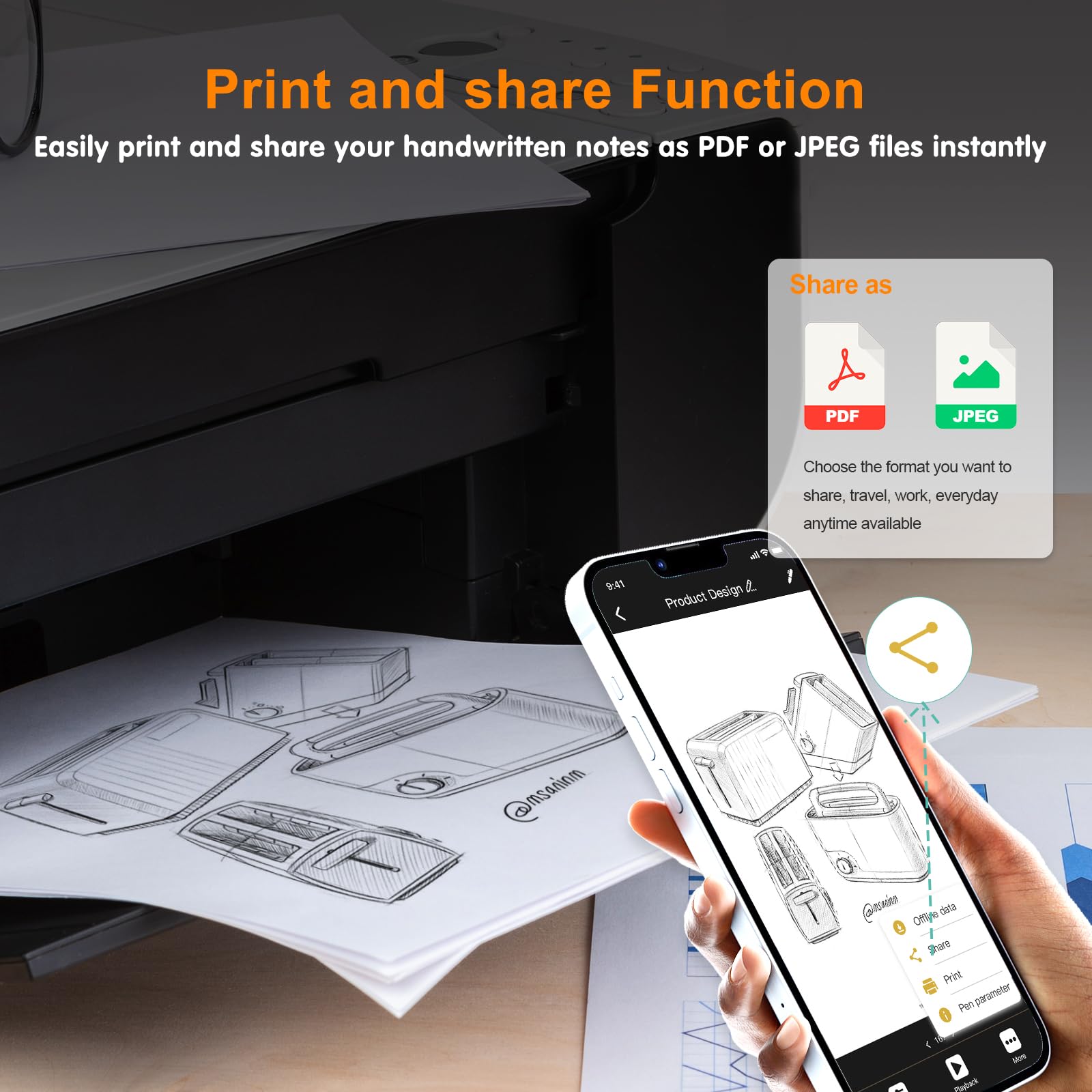 YUAN Smart Pen & Digital Notebook Set – Real-Time Sync, Offline Storage & Business App Integration (Black Edition)