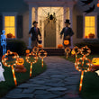 Jack-O’-Lantern Halloween Pathway Lights – 8.8ft Orange LED Pumpkin Stakes with Timer & 8 Lighting Modes (Battery Operated, Waterproof)
