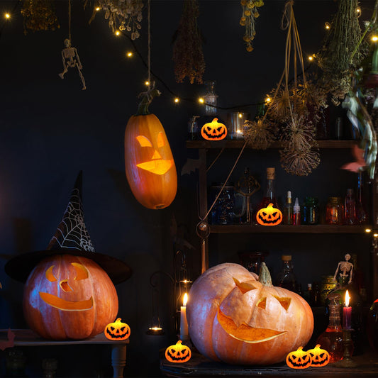 Blinket Mini Pumpkin Flameless Candles – 12 PCS LED Jack-O'-Lantern Set (Style 3)