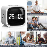 Rotating Pomodoro Timer Cube with Gravity Sensor, Preset 5/10/25/50 Min, Custom Countdown & Stopwatch, Silent Vibration Desk Timer for Work, Study & Kitchen – White