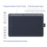 Huion HS611 Graphics Drawing Tablet with Multimedia Keys & Battery-Free Stylus (Space Grey)