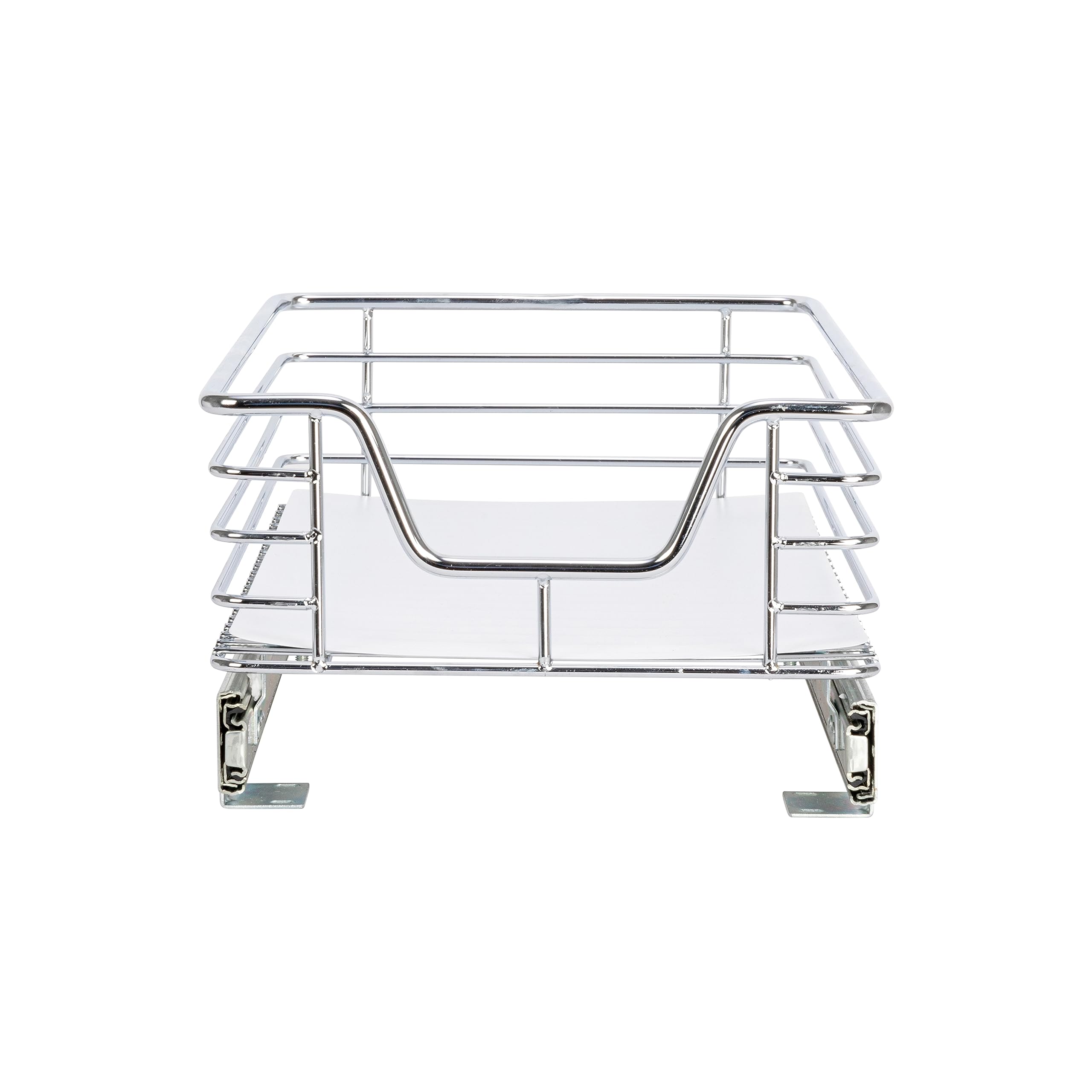 Household Essentials Glidez Single-Tier Pull-Out Cabinet Organizer – Chrome Slide-Out Storage with Protective Liner