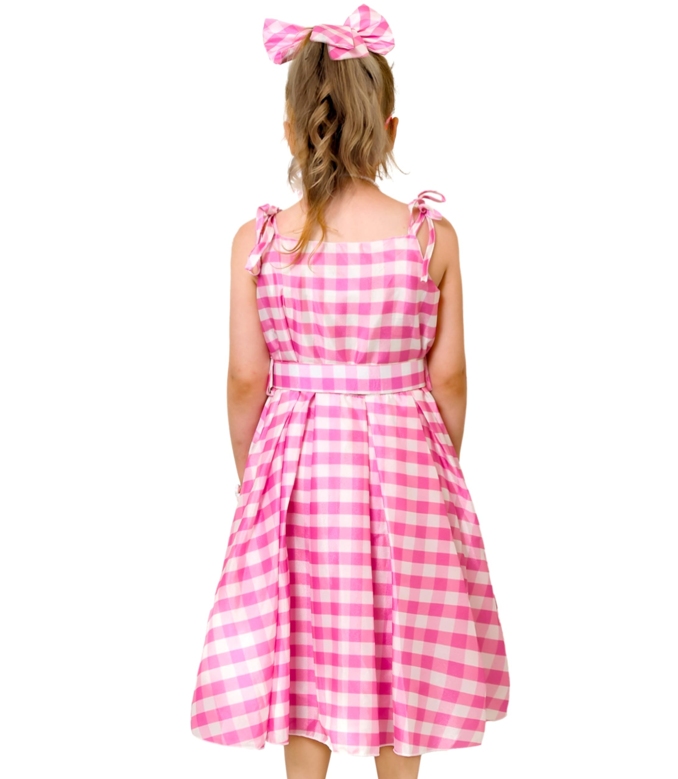 Golray 7pcs Girls Plaid Costume Dress Sweet Slip Dress with Accessories Movie Outfit Birthday Halloween Costume Girl Dress up Clothes for Play