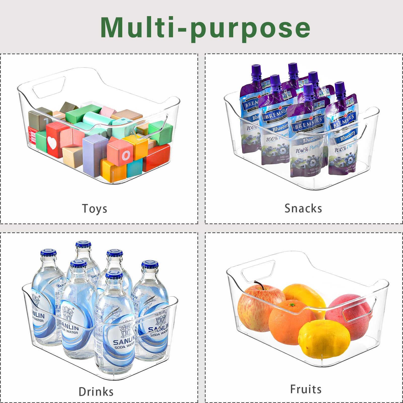 Transparent Acrylic Storage Bins with Handles – Stackable Pantry & Home Organizer