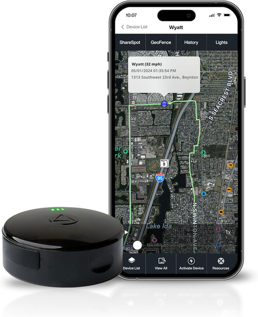 LandAirSea 54 GPS Tracker with Magnet, Real-Time Vehicle Tracking, Global Coverage, Geofencing Alerts, SilverCloud App Compatible, Waterproof