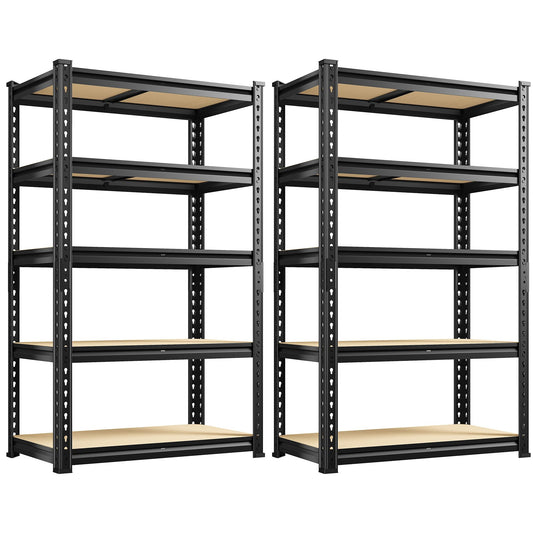 REIBII Heavy Duty 5-Tier Metal Storage Shelves Set of 2 – 2000 lbs Adjustable Garage & Pantry Shelving System
