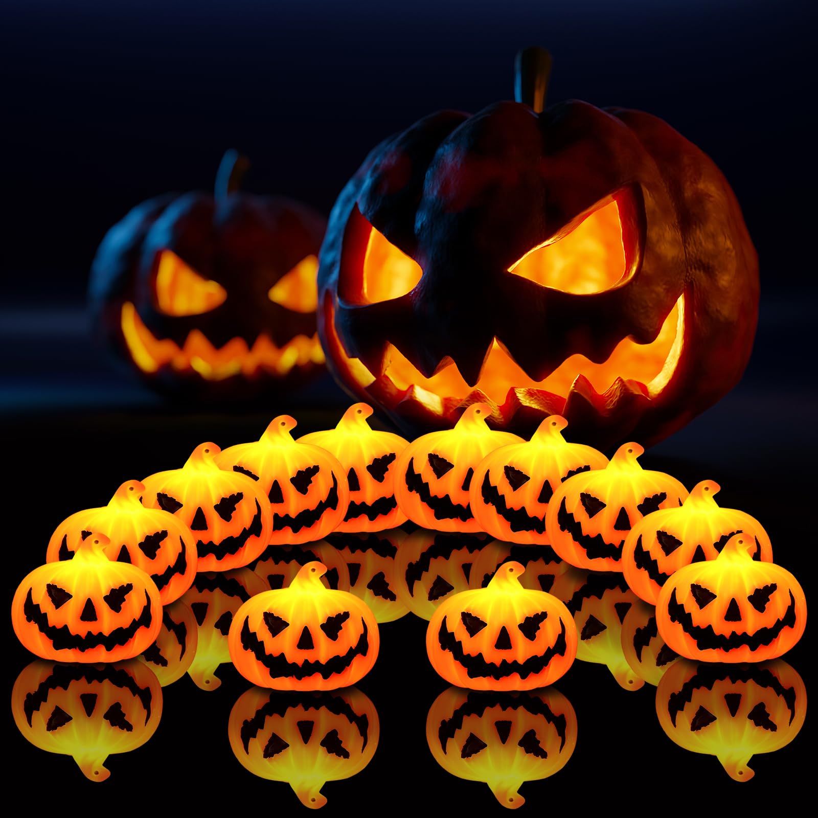 Blinket Mini Pumpkin Flameless Candles – 12 PCS LED Jack-O'-Lantern Set (Style 3)