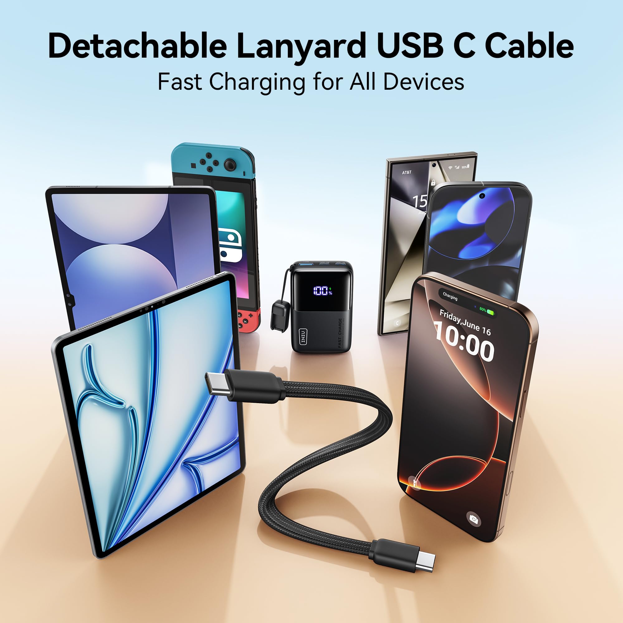 INIU 10000mAh 45W Fast Charging Portable Power Bank with USB-C PD, Ultra Mini Battery Pack for iPhone, Samsung & MacBook