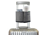 Suitcase Cup Holder for Luggage Handle – Travel Drink Holder with Phone & Passport Pocket