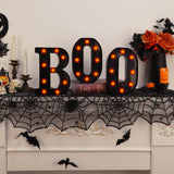 Light-Up “BOO” Marquee Letters – Orange LED Halloween Sign for Indoor Decor (Cordless, Timer, Flicker Mode)