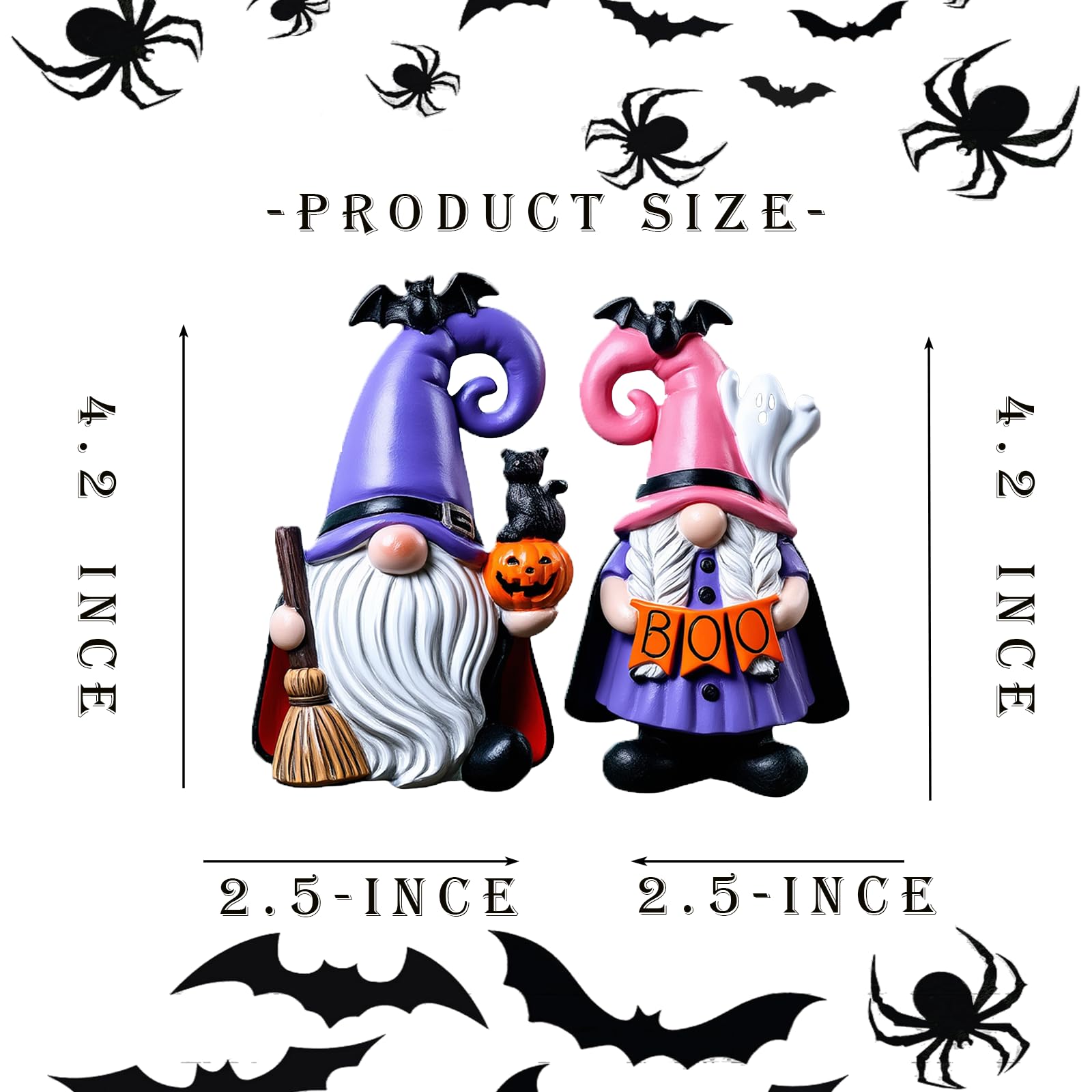 Halloween Gnomes Figurines – Cute Resin Gnome Tabletop Decorations for Home, Tiered Trays & Autumn Centerpieces