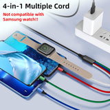 4-in-1 Universal Charging Cable with Apple Watch Charger – USB-C, Lightning & Micro USB Multi Cable (4FT)
