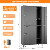 6-Door Metal Storage Locker – Heavy-Duty Employee Locker Cabinet with Hooks & Ventilation for Office, Gym & Home