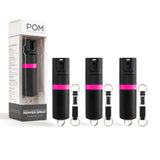 POM Premium Pepper Spray Keychain – Quick-Release OC Defense with UV Dye & Flip-Top Safety (Black Pink)