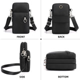 JANKS Small Nylon Crossbody Phone Bag for Women – Lightweight Mini Cell Phone Purse with Adjustable Strap (Black)